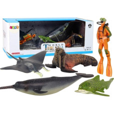 Leantoys Figurka LeanToys Zestaw figurek zwierząt morskich z nurkiem