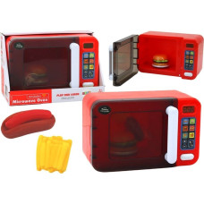Leantoys Kuchenka Mikrofalowa Mikrofala Zabawkowa Czerwona Dodatki