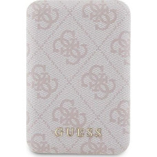 Guess Powerbank Guess Guess Powerbank indukcyjny 15W GUPB5FP4EMGP 5000mAh różowy/pink 4G Leather Metal Logo MagSafe