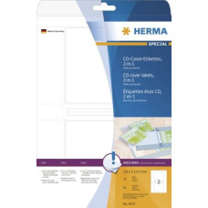 Herma Etykiety samoprzylepne 4373 na opakowanie do CD, 121 x 117,5 mm, białe, papier matowy, 50 szt (4373)