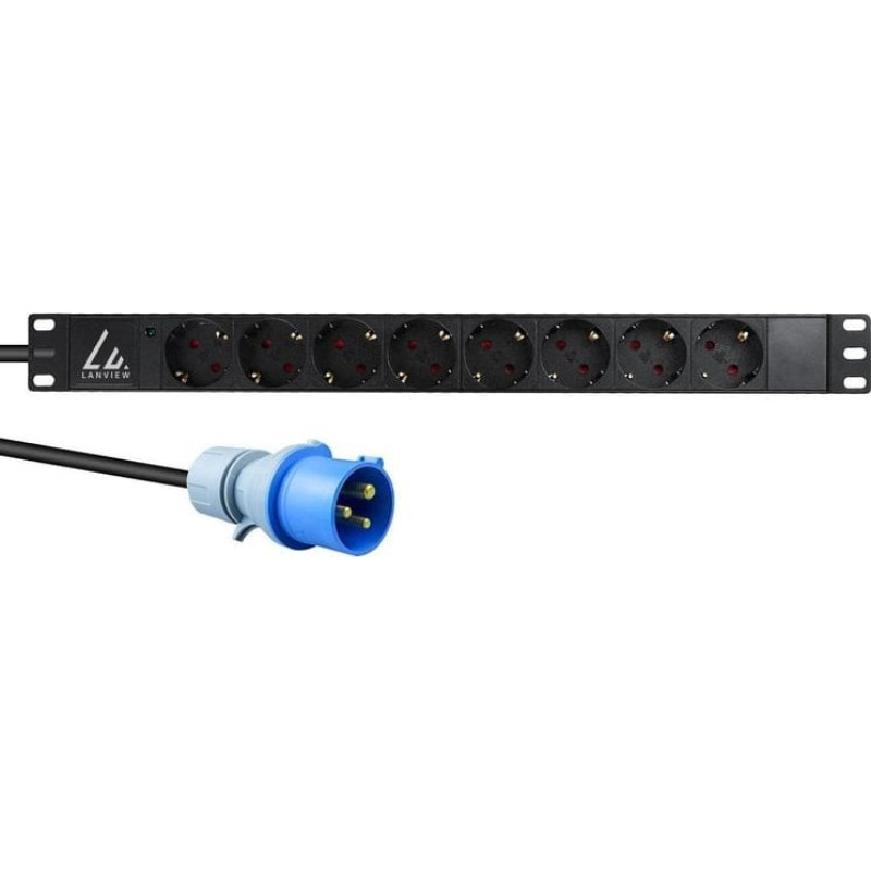 Lanview Lanview LVR-3MIEC-LIC-SCH8 rozdzielacz zasilania PDU 8 x gniazdo sieciowe 1U Czarny