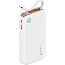 Usams Powerbank Usams USAMS Powerbank ze zwijanym kablem Retractable Lightning 10000 mAh PD 20W Fast Charge XY Series biały/white 10KCD22502 (US-CD225)