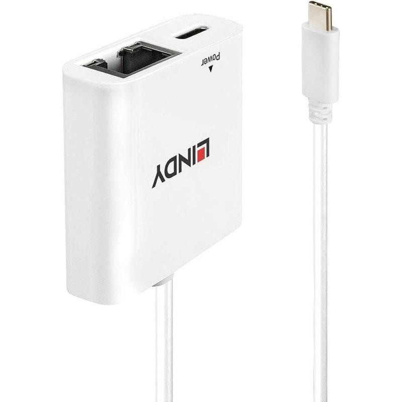 Lindy Adapter USB Lindy 43284 USB-C - RJ45 + USB-C Biały  (43284)