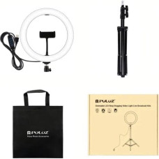Puluz Lampa pierścieniowa Puluz LED žiedinė lempa 26cm, su trikoju stovu iki 1.1m ir telefono laikikliu, USB