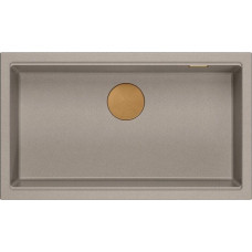 Graniteq Zlewozmywak GraniteQ LOGAN 110 GraniteQ zlewozmywak soft taupe 76x44x23,5 cm 1-komorowy podwieszany z syfonem manualnym miedziany