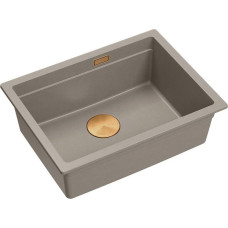 Graniteq Zlewozmywak GraniteQ LOGAN 100 GraniteQ zlewozmywak soft taupe 59,5x45,1x21,5 cm 1-komorowy wpuszczany z syfonem manualnym miedziany
