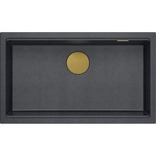 Graniteq Zlewozmywak GraniteQ LOGAN 110 GraniteQ zlewozmywak black diamond 76x44x23,5 cm 1-komorowy wpuszczany z syfonem manualnym złoty