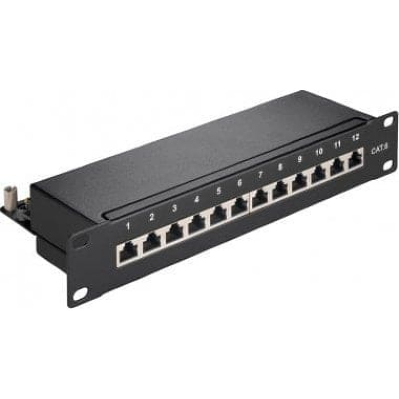 Triton CAT 6 panel krosowy 10-calowy (25,4 cm), 12 portów - Wersja kolorystyczna Czarny