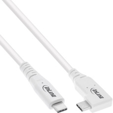 Inline InLine® USB4 cable, USB Type-C, one side angled, PD 240W, 8K60Hz, TPE white, 1.5m
