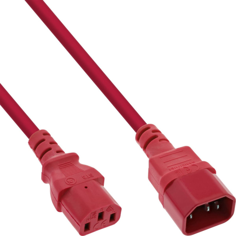 Inline Kabel zasilający InLine 35pcs. Bulk-Pack InLine® Power cable extension, C13 to C14, red, 2m