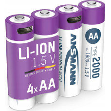 Ansmann ANSMANN 1312-0036 Li-Ion rechargeable batteries Mignon AA type 2000 (min. 1800 mAh) 4-pack box
