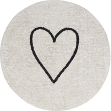Beliani Dywan okrągły bawełniany ø 140 cm beżowy z czarnym HEART Lumarko!