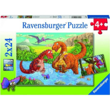 Ravensburger Puzzle 2x24 elementy Bawiące sie dinozaury