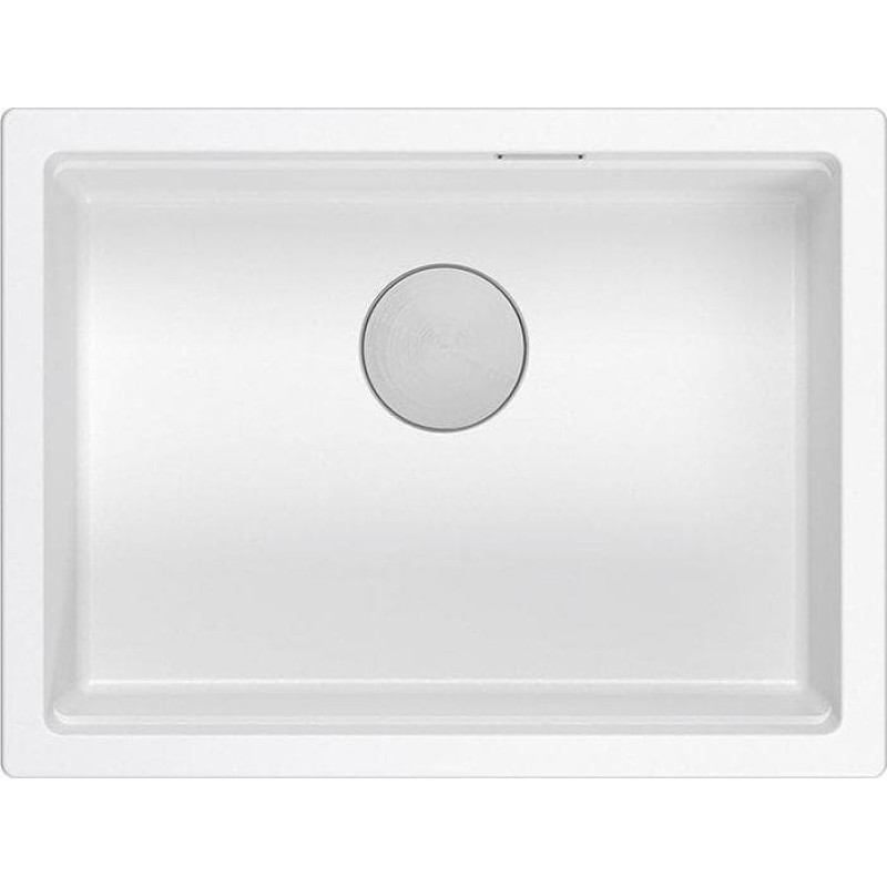 Graniteq Zlewozmywak GraniteQ LOGAN 100 GraniteQ zlewozmywak snow white 59,5x45,1x21,5 cm 1-komorowy podwieszany z syfonem manualnym stal szlachetna