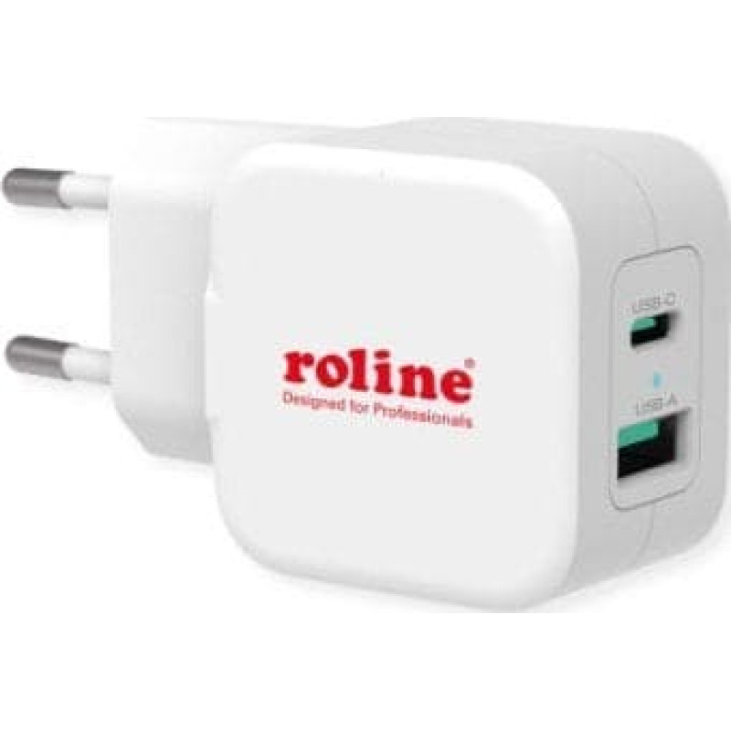 Triton Ładowarka TRITON Ładowarka USB ROLINE z wtyczką Euro, 2 porty (typ A QC3.0, typ C PD), 20W