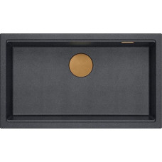 Graniteq Zlewozmywak GraniteQ LOGAN 110 GraniteQ zlewozmywak black diamond 76x44x23,5 cm 1-komorowy wpuszczany z syfonem manualnym miedziany