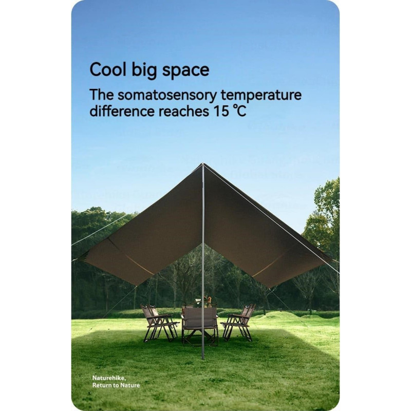 Naturehike Plandeka Naturehike Tarp sky ti black octagon l c2350ws010-khaki NATUREHIKE