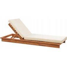 Beliani Leżak ogrodowy drewniany z poduszką białą GRANARI Lumarko!