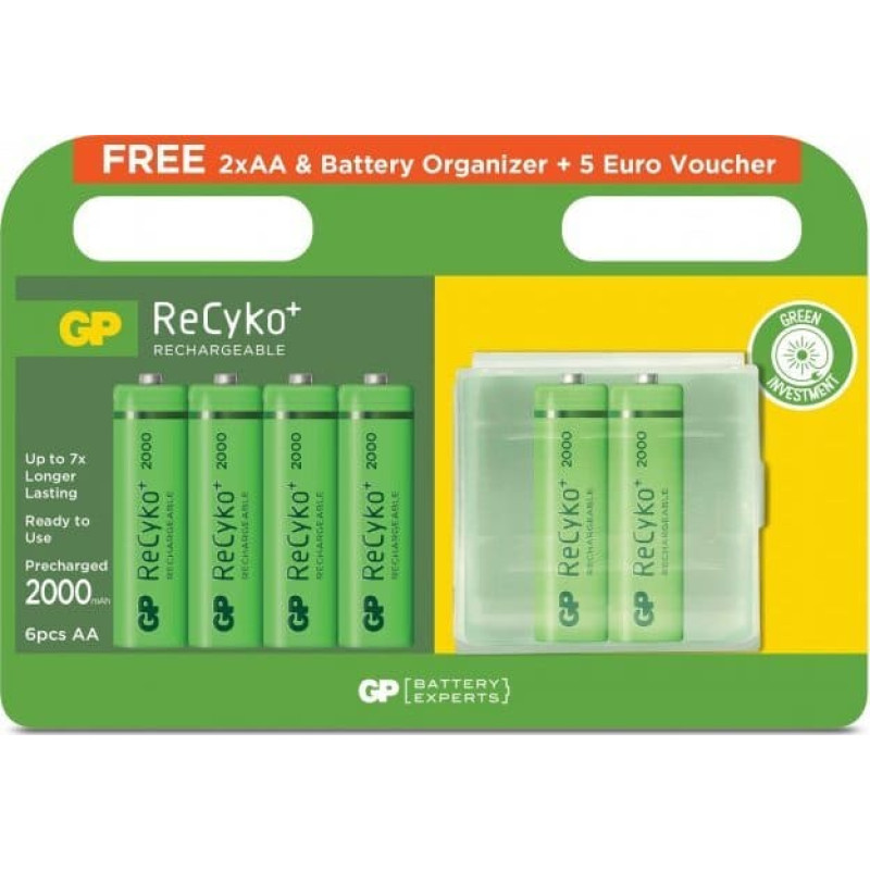 GP GP Batteries ReCyko+ AA Rechargeable Batteries 2000 mAh - 6-pack